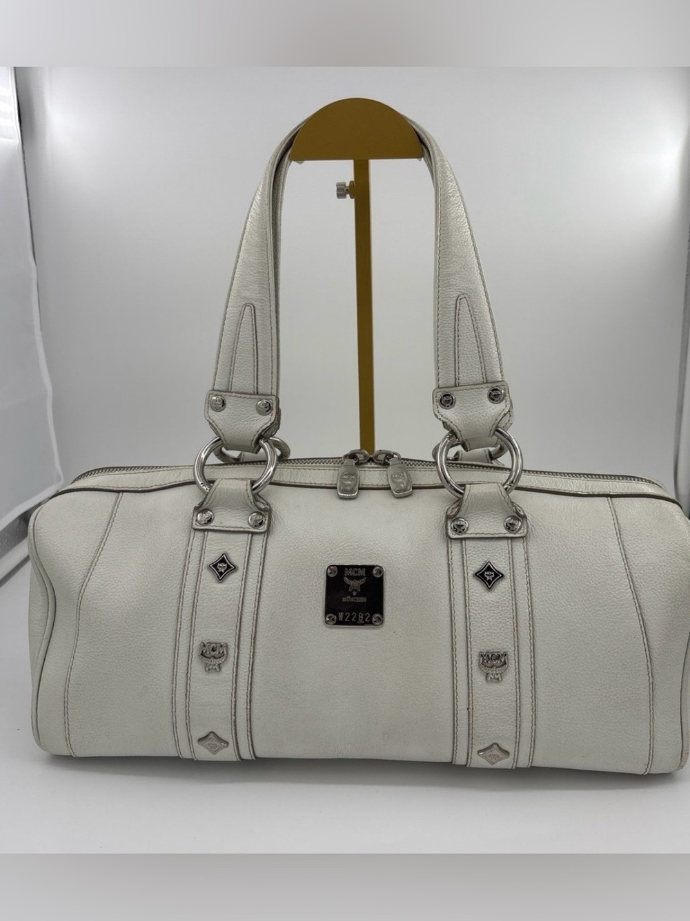 MCM Rare Studded Boston Satchel Bag